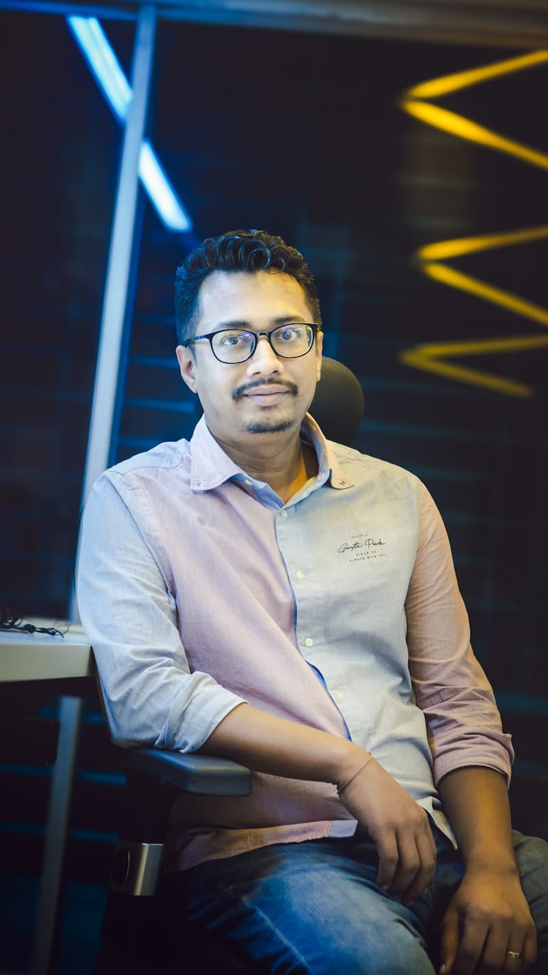 Founder presenting technology product